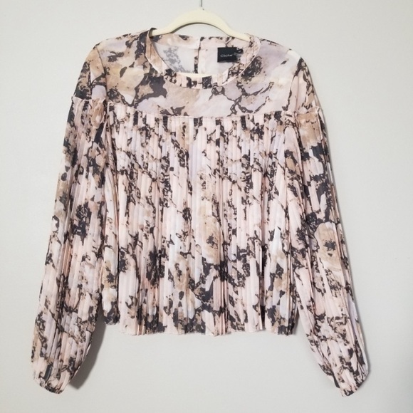 Cliche Tops - CLICHE pleated Soft Pink And Black Marble Blouse Top size XL